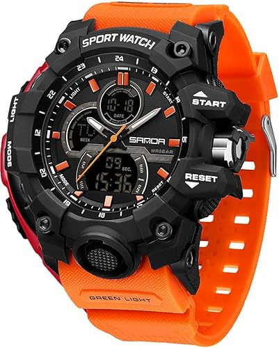 Miniatura 13 de FANMIS Reloj de pulsera de cuarzo casual con energía solar para hombre, analógico, digital, multifuncional, negro, reloj deportivo