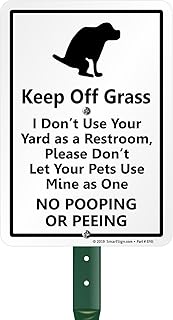 SmartSign "Keep Off Grass" Funny Dog Poop Sign for Lawn | 21” Tall Stake & Sign Kit