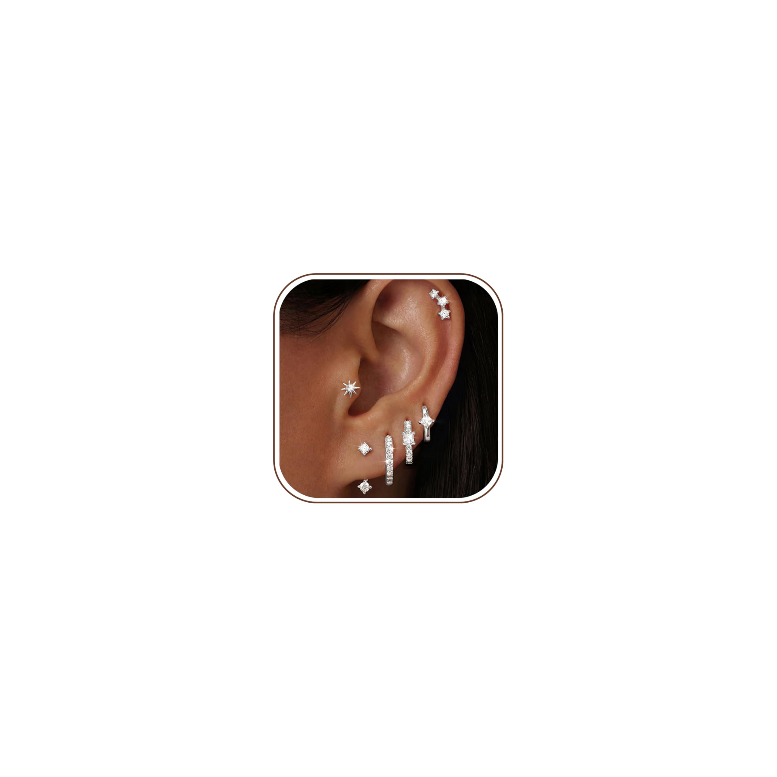 Roheafer Ohrringe Set - 3-4 Paare 925 Sterling Silber Ohrrin