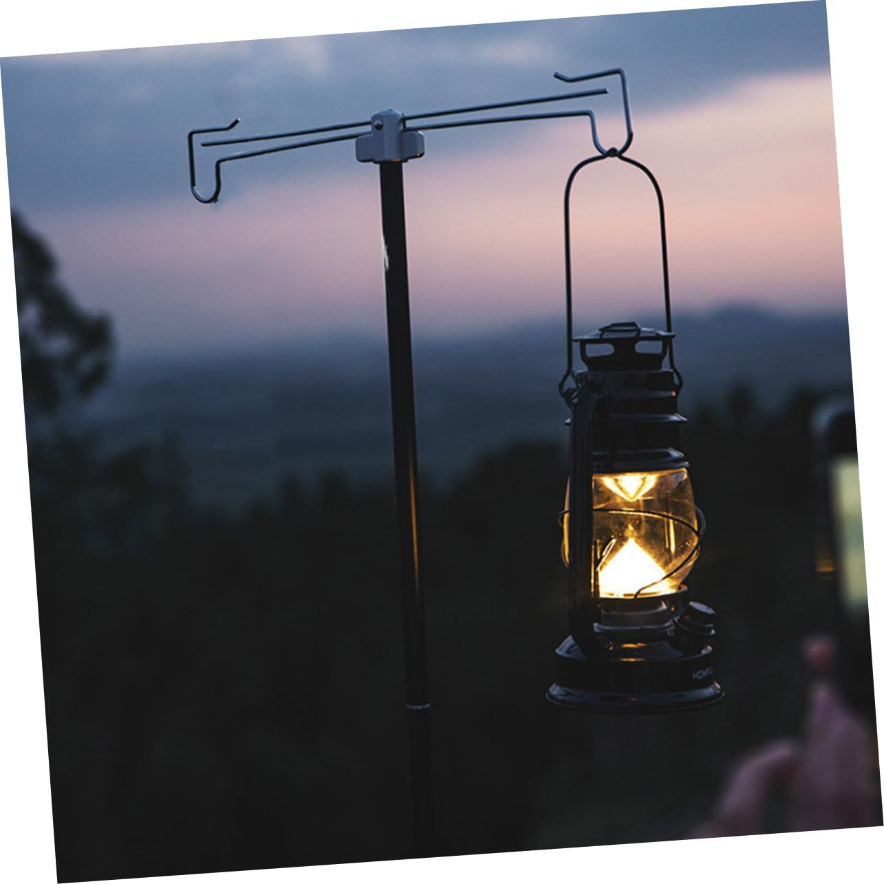 1set Outdoor Folding Lamp Rack for Camping Lightweight Bracket Double Hooks Portable and Lantern Stand for Campers and Emergencies