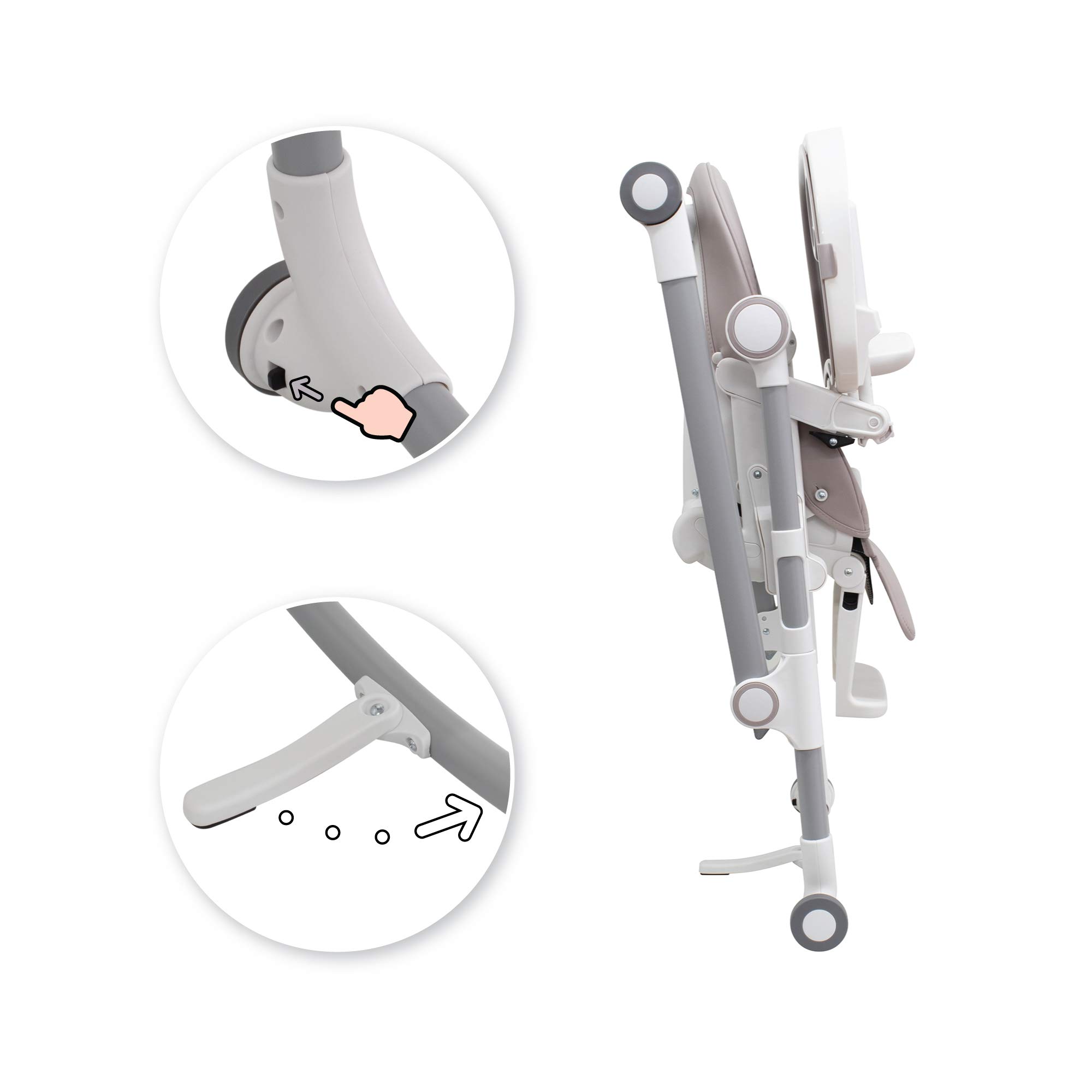 Engel & Storch Baby Hochstuhl HUGO Kinderhochstuhl Babystuhl mitwachsender Hochstuhl Verstellbar und Klappbar, Abnehmbares Tablett und inklusive Spielebogen - in der Farbe Grau