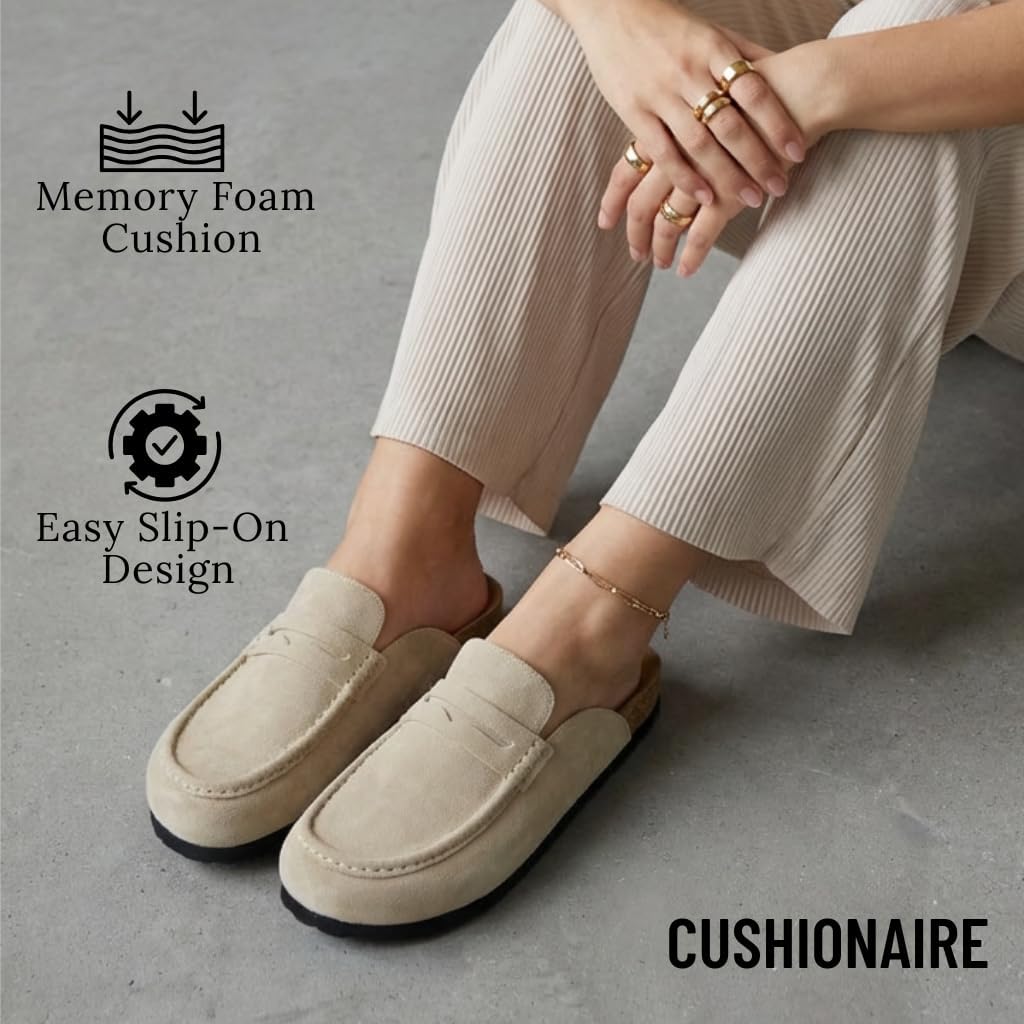 CUSHIONAIRE Fondu Genuine Leather Mule Clogs for Women, Comfortable Slip On Womens Shoes with Penny Strap Accent and Memory Foam Footbed - Image 7