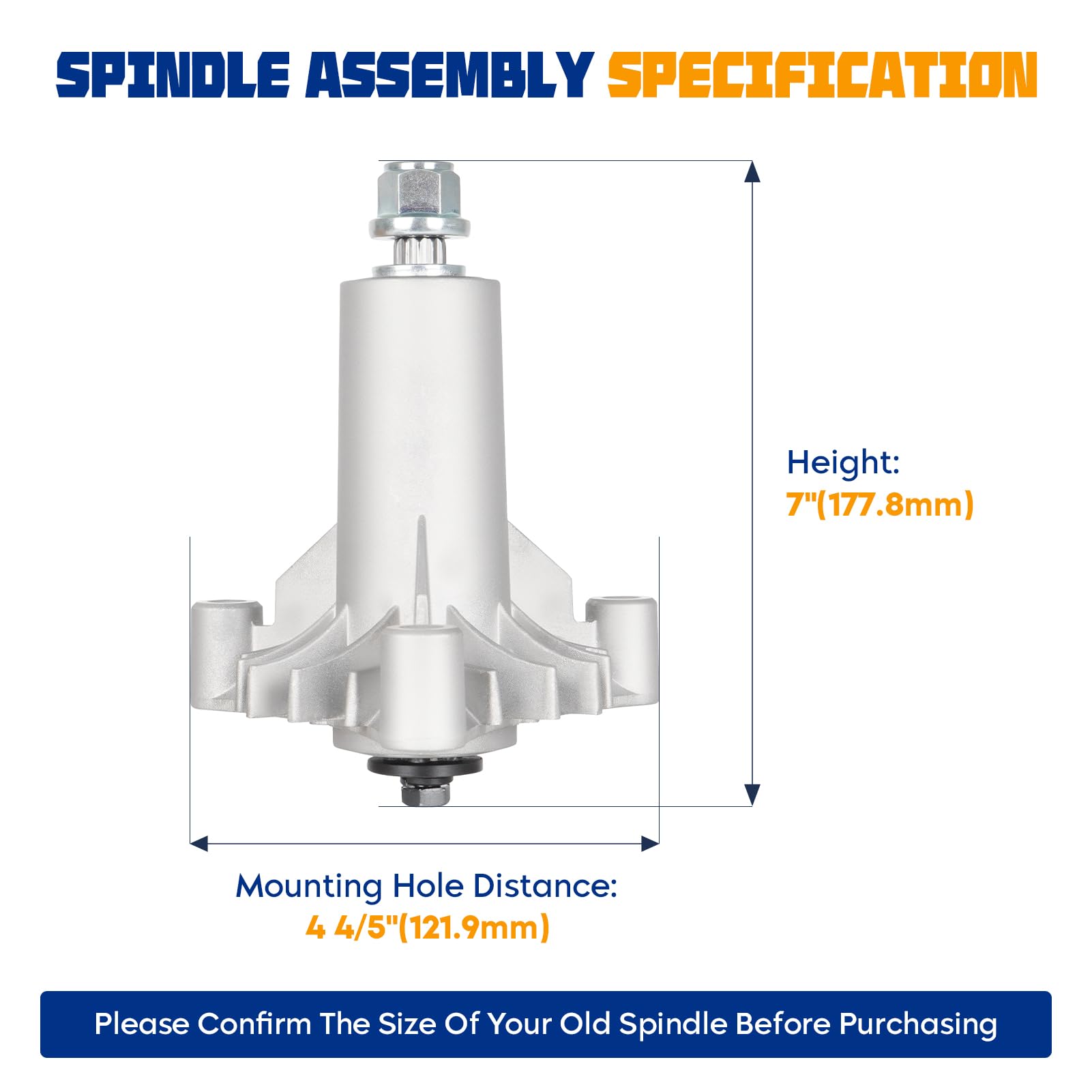 AEagle Conjunto de mandril de husillo para 130794 532130794 + 2 poleas 129861 1535 173436 con pernos de montaje en agujeros roscados