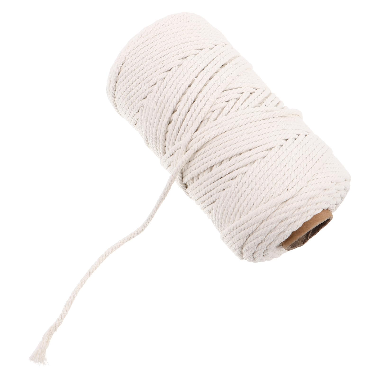 Cordón de algodón trenzado para macramé y cuerda decorativa de color claro para tapices DIY