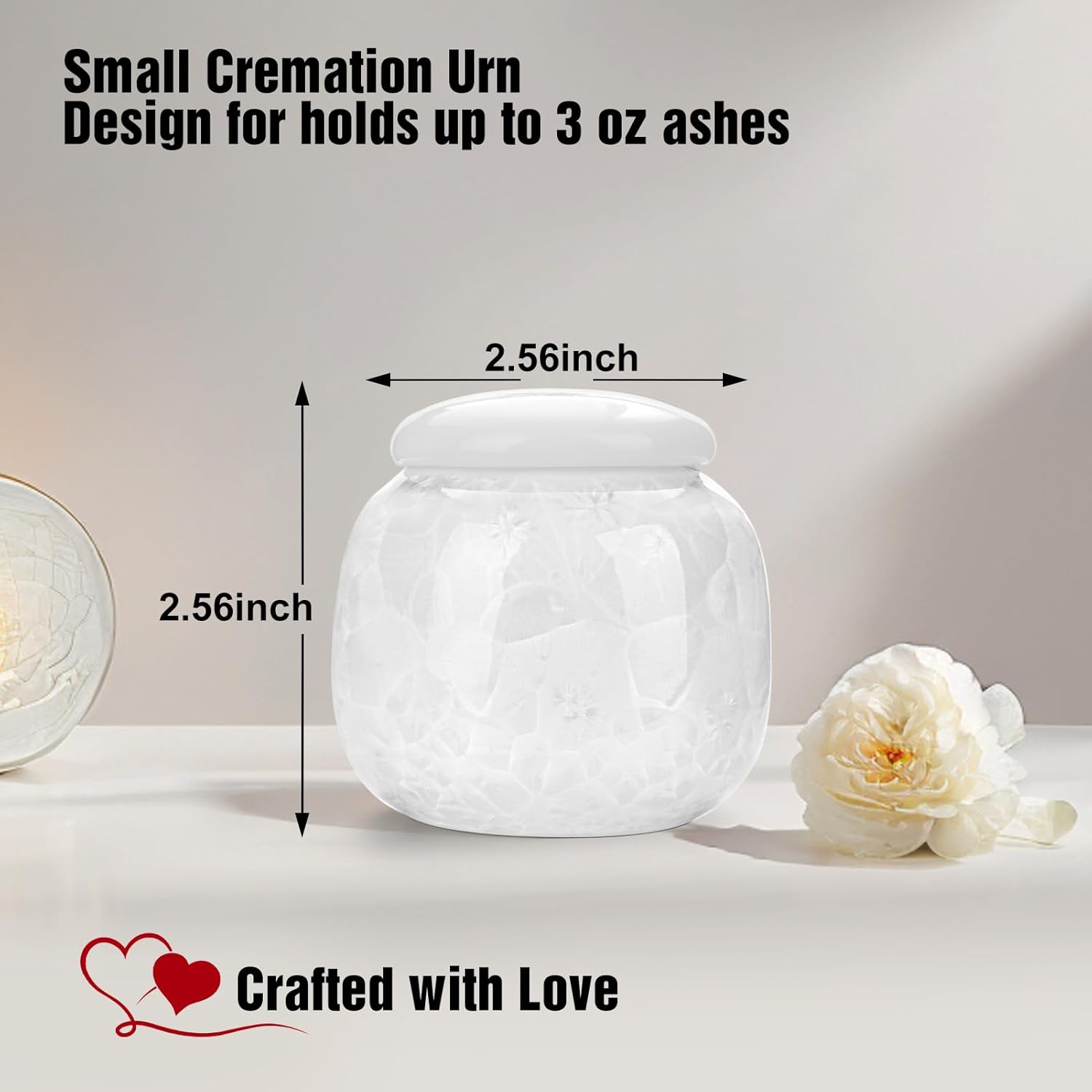 Small Urns for Human Ashes Keepsake Ceramic Mini Cremation Urns for Ashes Adult Female Handcrafted Decorative Urn for Women, Memorial, Burial, Home Display - Image 2