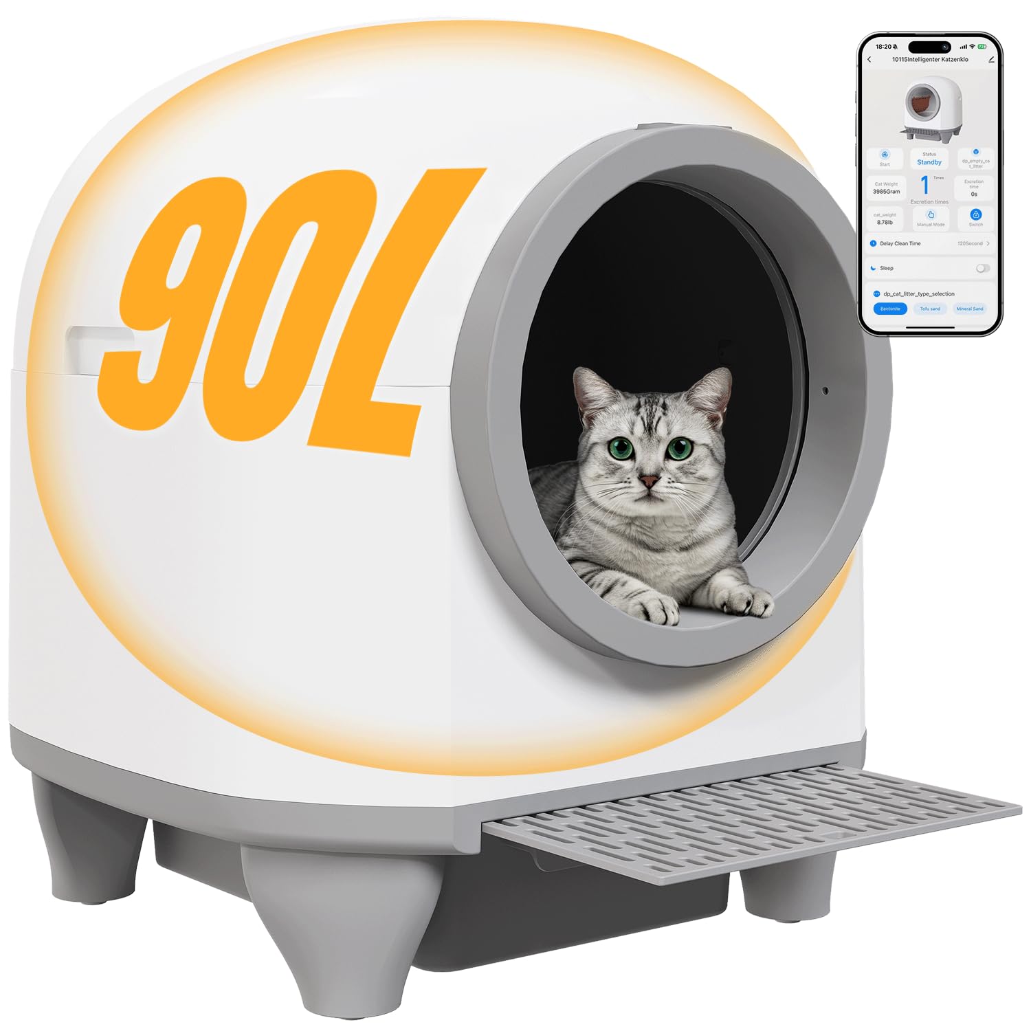 Devoko 90L Selbstreinigende Katzentoilette