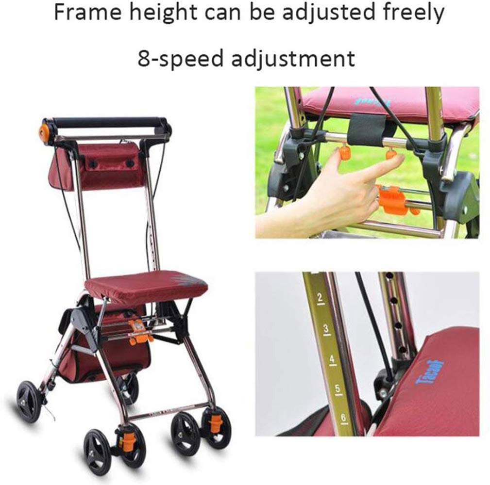 Składany Chodzik Typu Rollator, Lekki, Składany, Czterokołowy Chodzik Typu Rollator Z Wyściełanym Siedziskiem, Ergonomicznymi Uchwytami I Torbą Transportową, Pomoc W Ograniczonej Mobilności, Odpowied