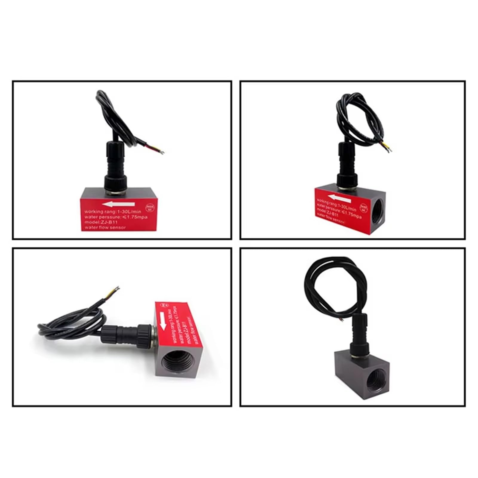 Medidor de flujo compacto de microturbina de 1 a 30 l/min, sensor de flujo de agua de efecto de aluminio, salida de pulso de rosca de 1/2 pulgadas, industrial
