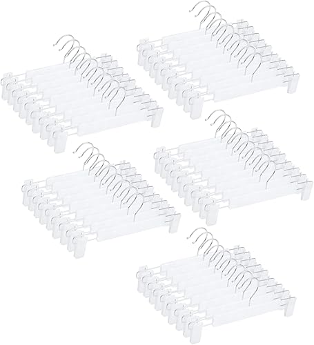 Miniatura 8 de Perchas para pantalones con clips, perchas de plástico para colgar pantalones y ropa (paquete de 30 unidades, blanco)