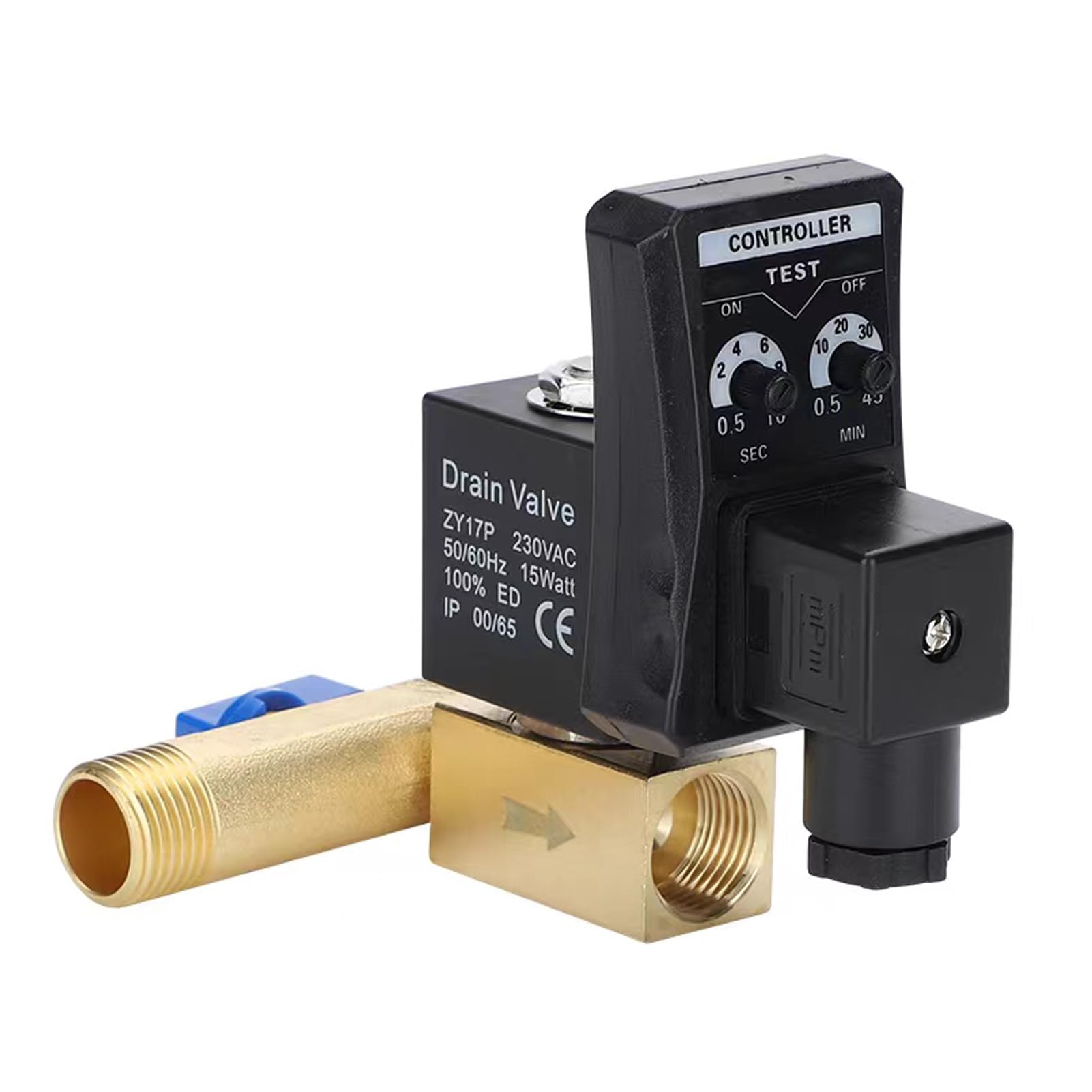 Automatisches Ablassventil, G1/2 DN15 Integriertes automatisches elektronisches zeitgesteuertes Ablassventil für das Kondensatmanagement des Luftkompressors(AC230V)