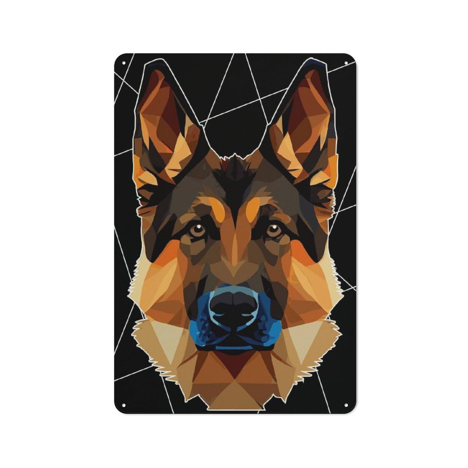 Junmoney Style-10 Retro Metal Wall Sign 30X20cm With Polygonal German Shepherd For Home Bar Wall, A Decorative Gift For A Newly Furnished Home Bar