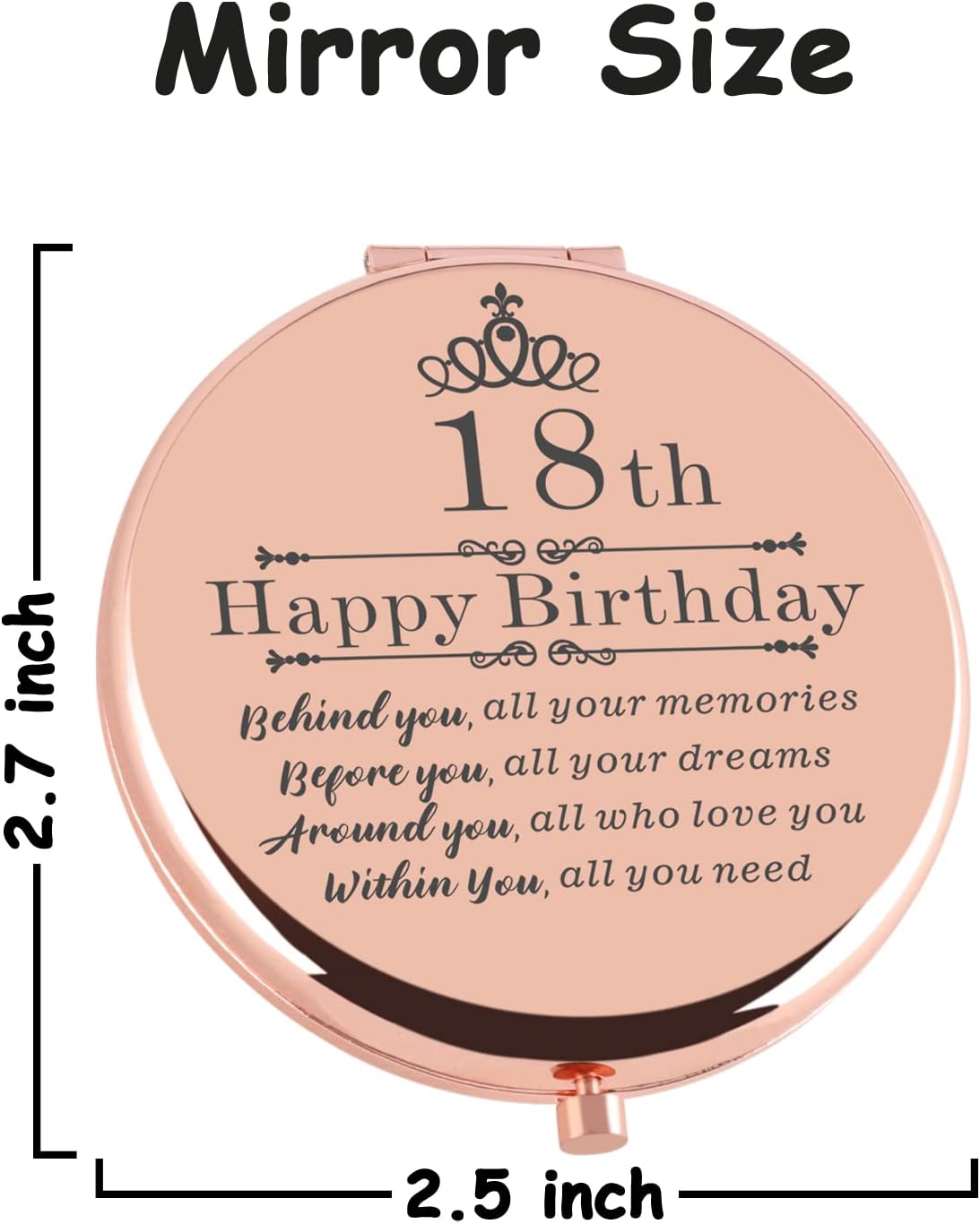 18th Birthday Gifts for Girls Rose Gold Compact Makeup Mirror 18 Year Old Girl Birthday Gift 18th Birthday Gift for Daughter Granddaughter Niece Sister Friends 18th Birthday Present for Girls - Image 4