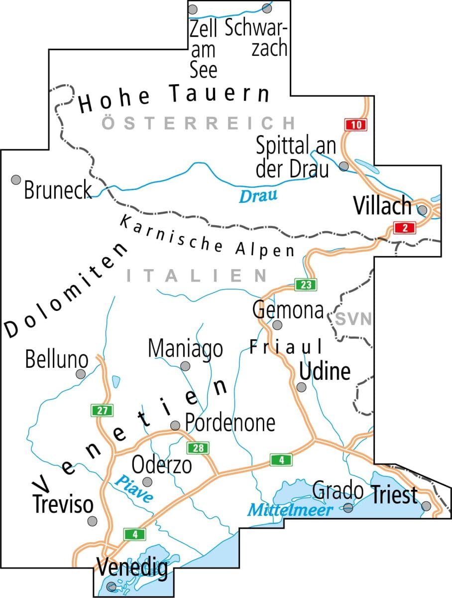 ADFC-Radtourenkarte IT-VF Venedig, Friaul - Kärnten West, Salzburger Land Süd, 150.000, reiß- und wetterfest, E-Bike geeignet, GPS-Tracks Download, ... Venedig und Triest. Mit Alpe-Adria-Radweg: 29