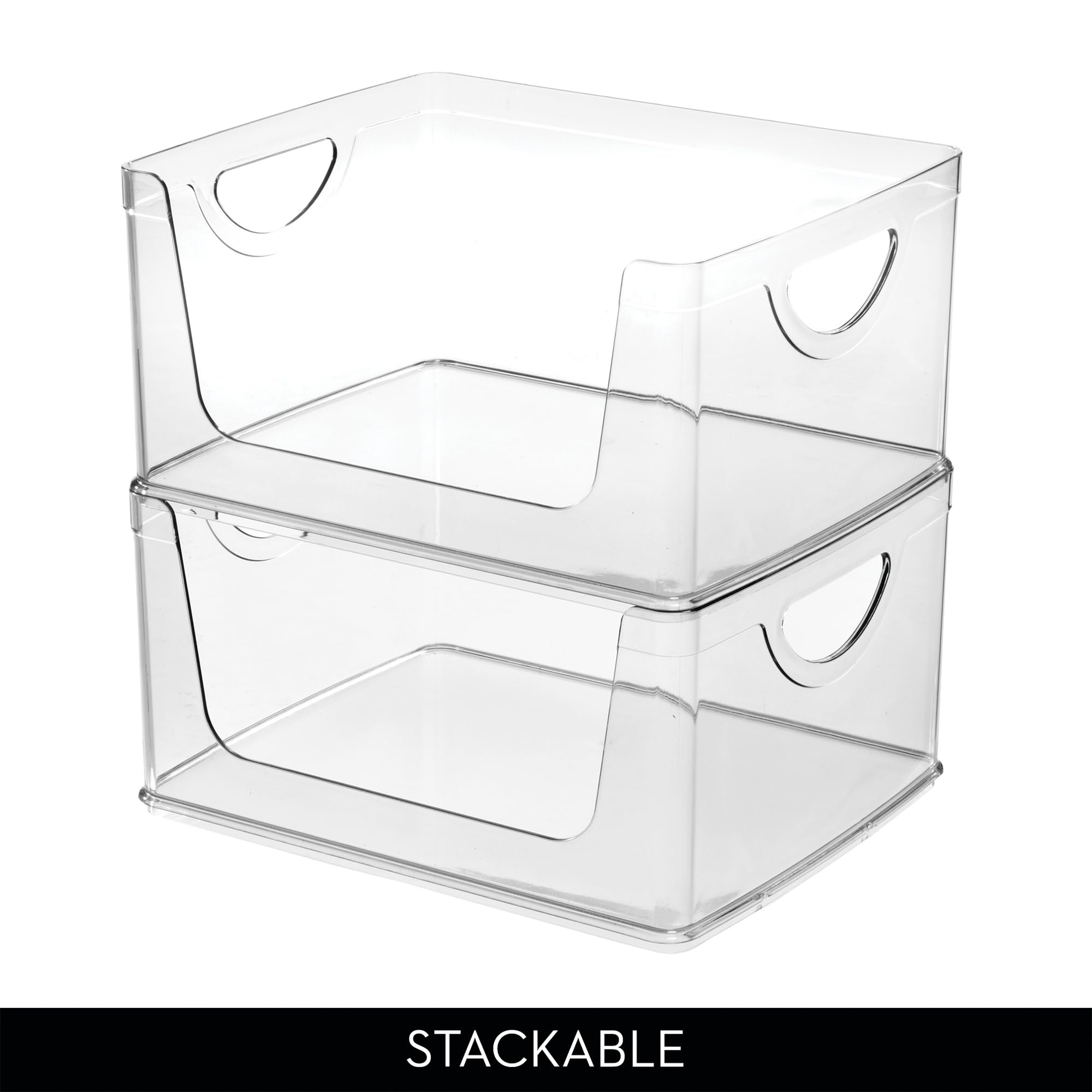 InterDesign iDesign - Contenedores apilables de almacenamiento con asas para cocina y despensa, juego de 4, transparentes