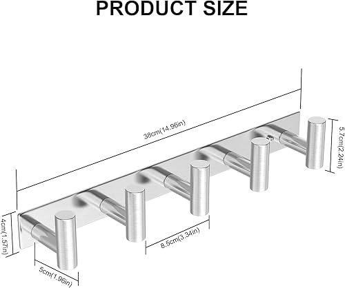 Miniatura 9 de VAEHOLD - Perchero de pared con 6 ganchos para abrigos, perchero para toallas, perchero para sombreros, perchero para batas para baño, dormitorio,