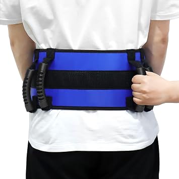 LOSCHEN Transfer Gait Belt, Walking Belt with 6 Handles Belt,Mobility Aid for Elderly, Obese, Disable People, Hospitals & Home Care Blue