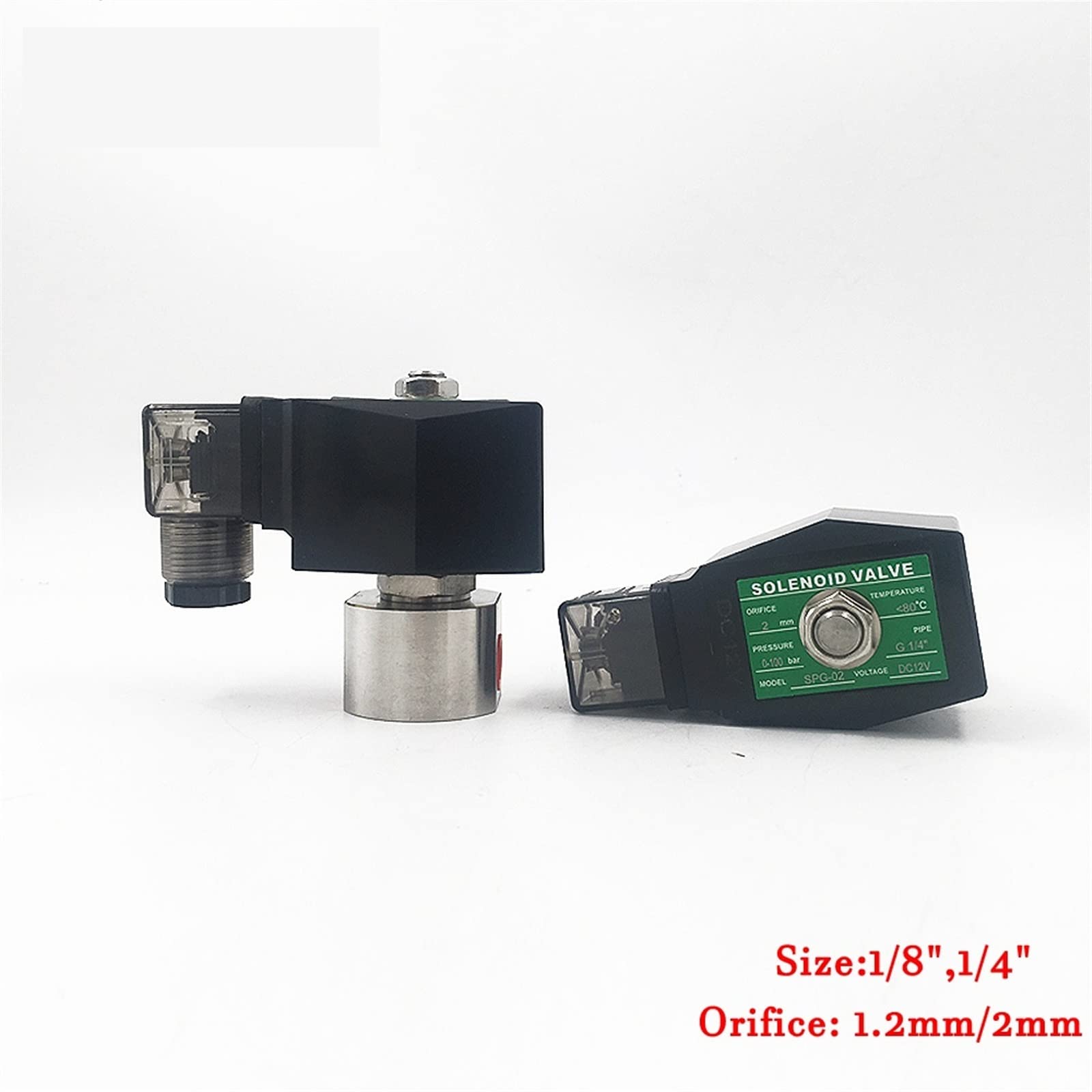 Zawór elektromagnetyczny do wody wysokiego ciśnienia normalnie zamknięty ze stali nierdzewnej 304 220 V DC 12 V/24 otwór 1,2 mm 2 mm 200 bar/100 bar szt(Ac110v-1,2 mm 200 bar, 1/8 cala)