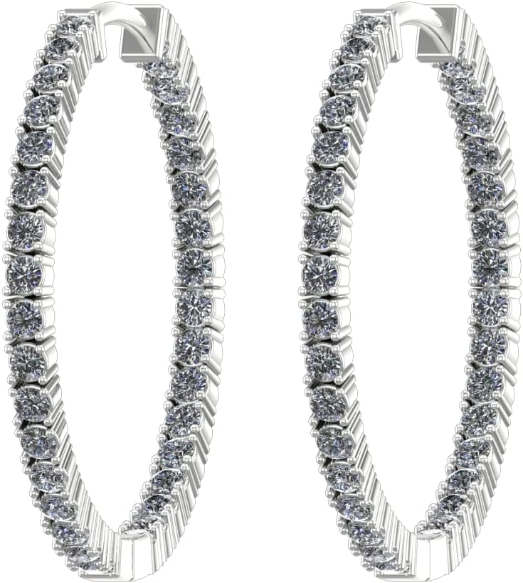 Houston Diamond District 1 to 6 Carat Classic Inside Outside Diamond Hoop Earrings Value Collection