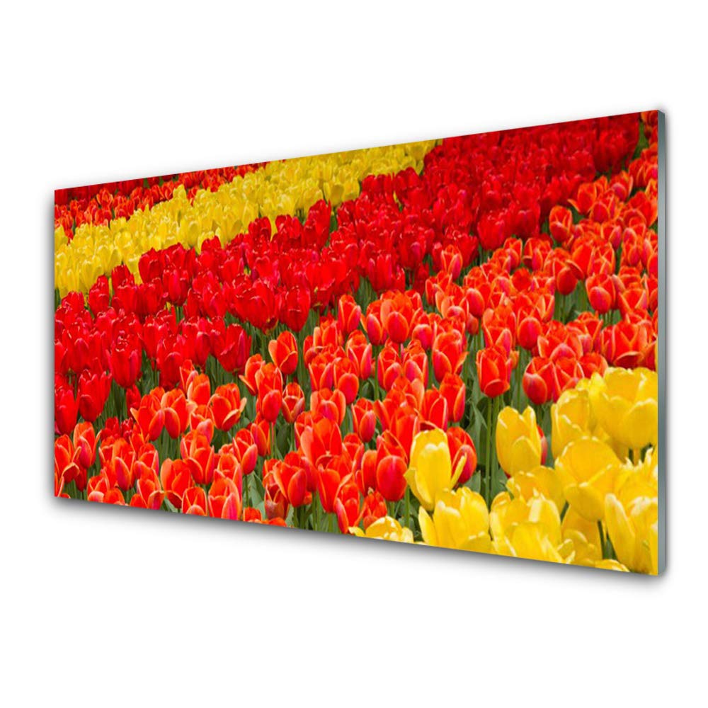 Tableau en Verre de Tulipes Décoration Salon Moderne Tulup 100x50cm
