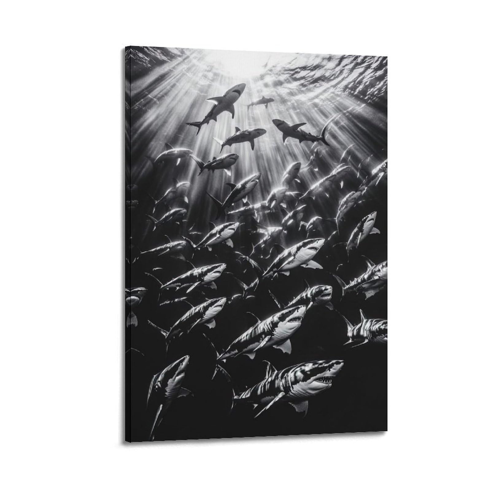 ZSZWHJ Animal Poster Sharks at The Bottom of The Sea Artwork Poster Decorative Painting Canvas Wall Posters And Art Picture Print Modern Family Bedroom Decor Posters 12x18inch(30x45cm)