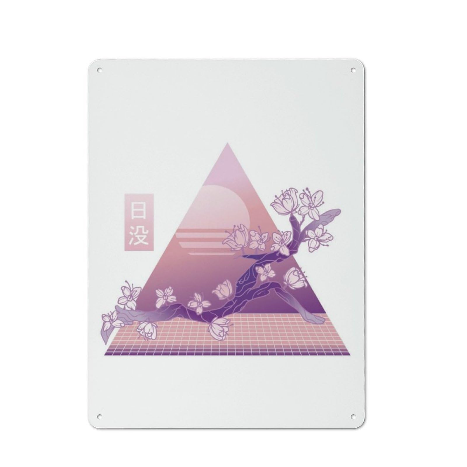 Junmoney Cherry Blossom Vaporwave Vintage Metal Plaque 40X30cm For Man Cave Or Games Room, For An Autumn Update To Man Cave And Games Room