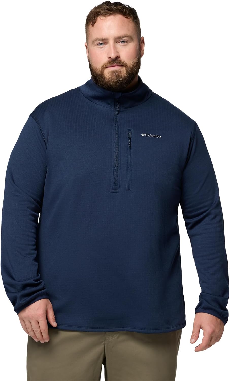 Columbia Mens Essential Hike Grid Fleece Half Zip, Collegiate Navy, 2X