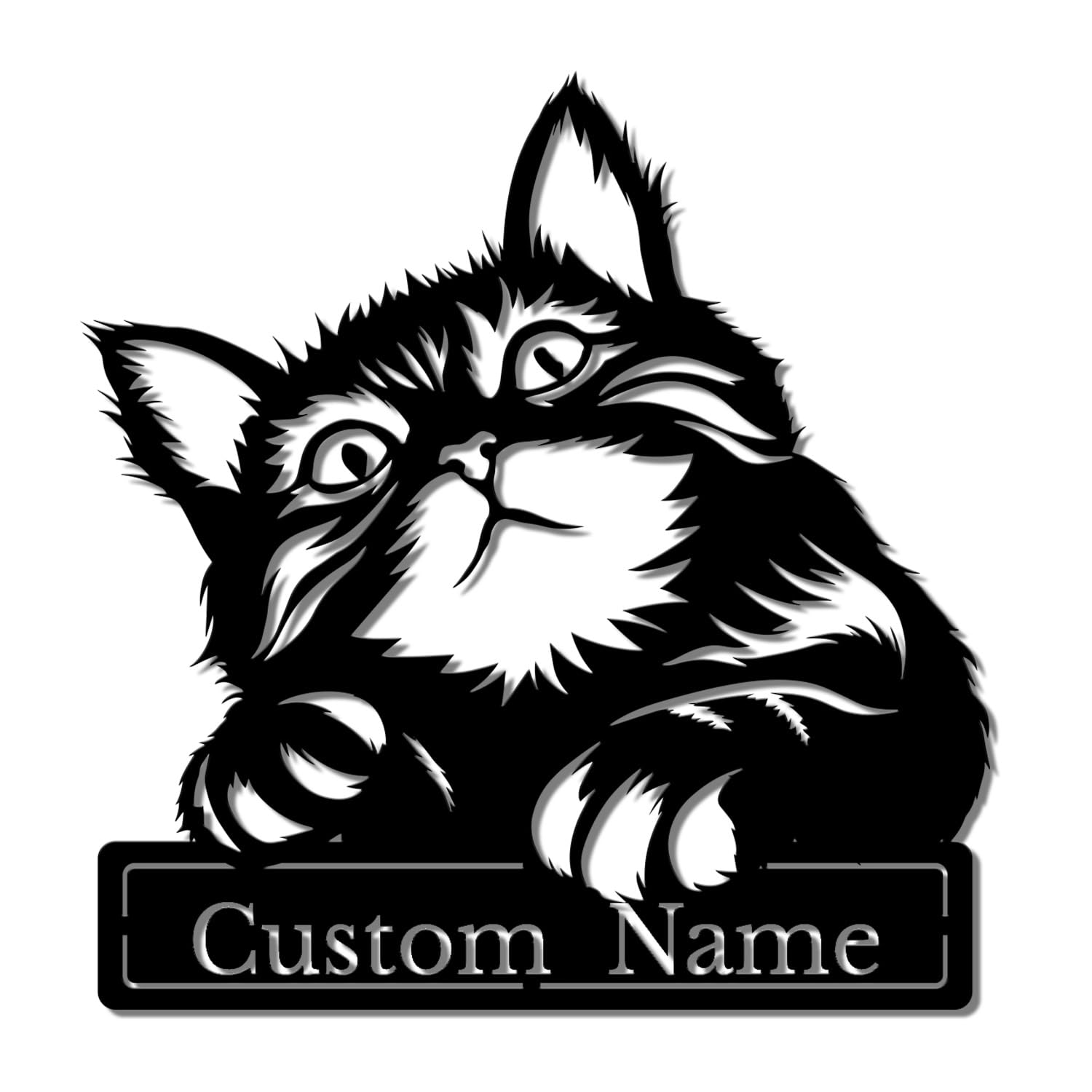 Houdoum Style-2 Personalized Custom Cat Metal Wall Art,Cat Lovers Wall Hanging,Cat Welcome Signs,Cat Lovers Gift,Cat Art (Style-2)