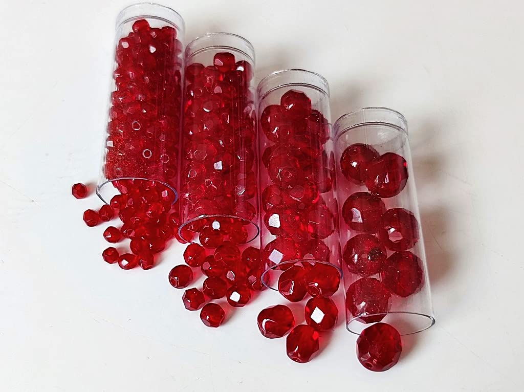100 perline di vetro sfaccettate ceche lucidate a fuoco, rotonde, 3 mm