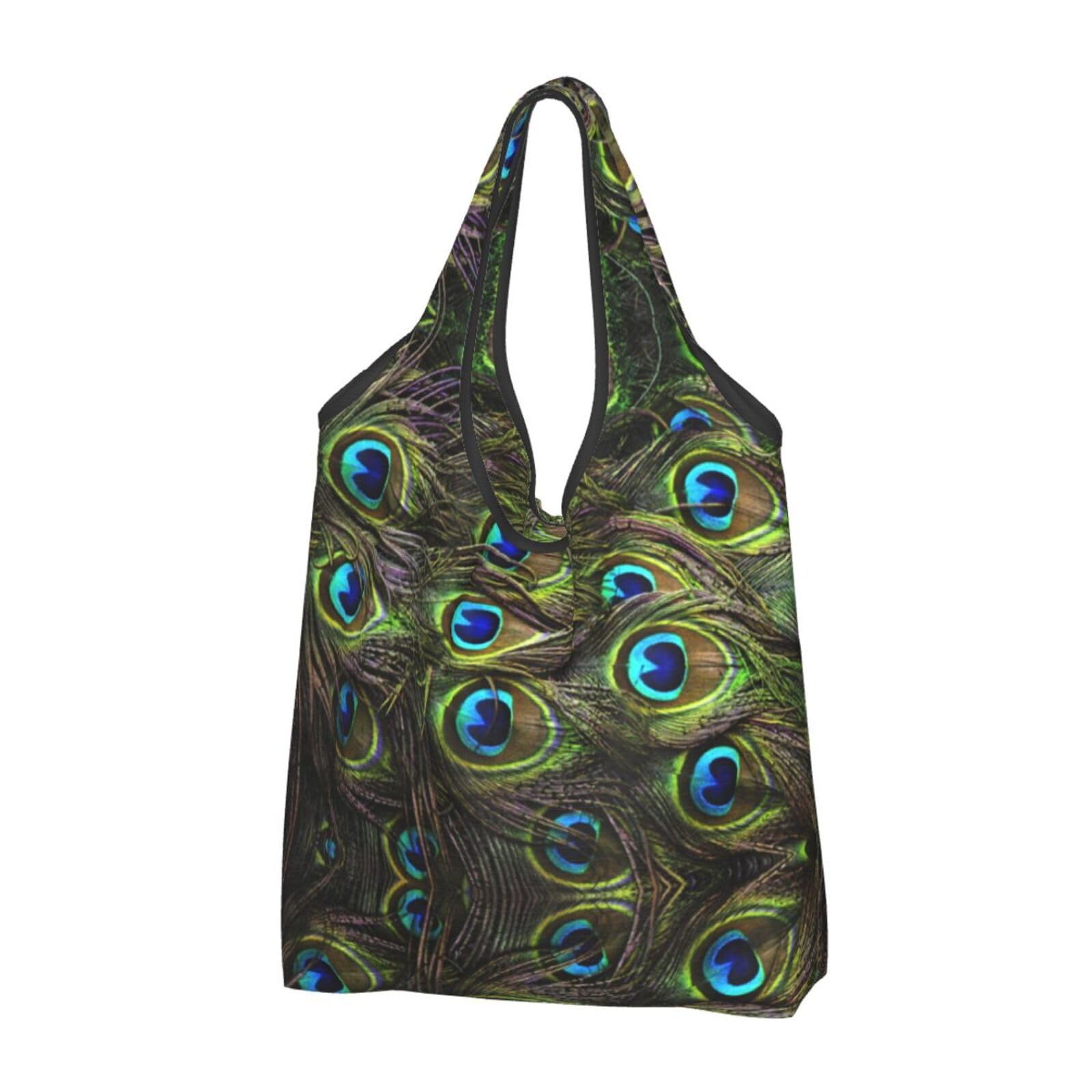 Jmorco Fresh Peacock Large Reusable Foldable Ladies Shopping Bag Eco Tote Handbag Fold Away Shopper Bag