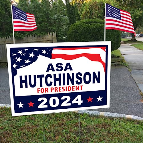 Hutchinson For President 2024 12x18 Yard Sign with 2 Mini American Flags