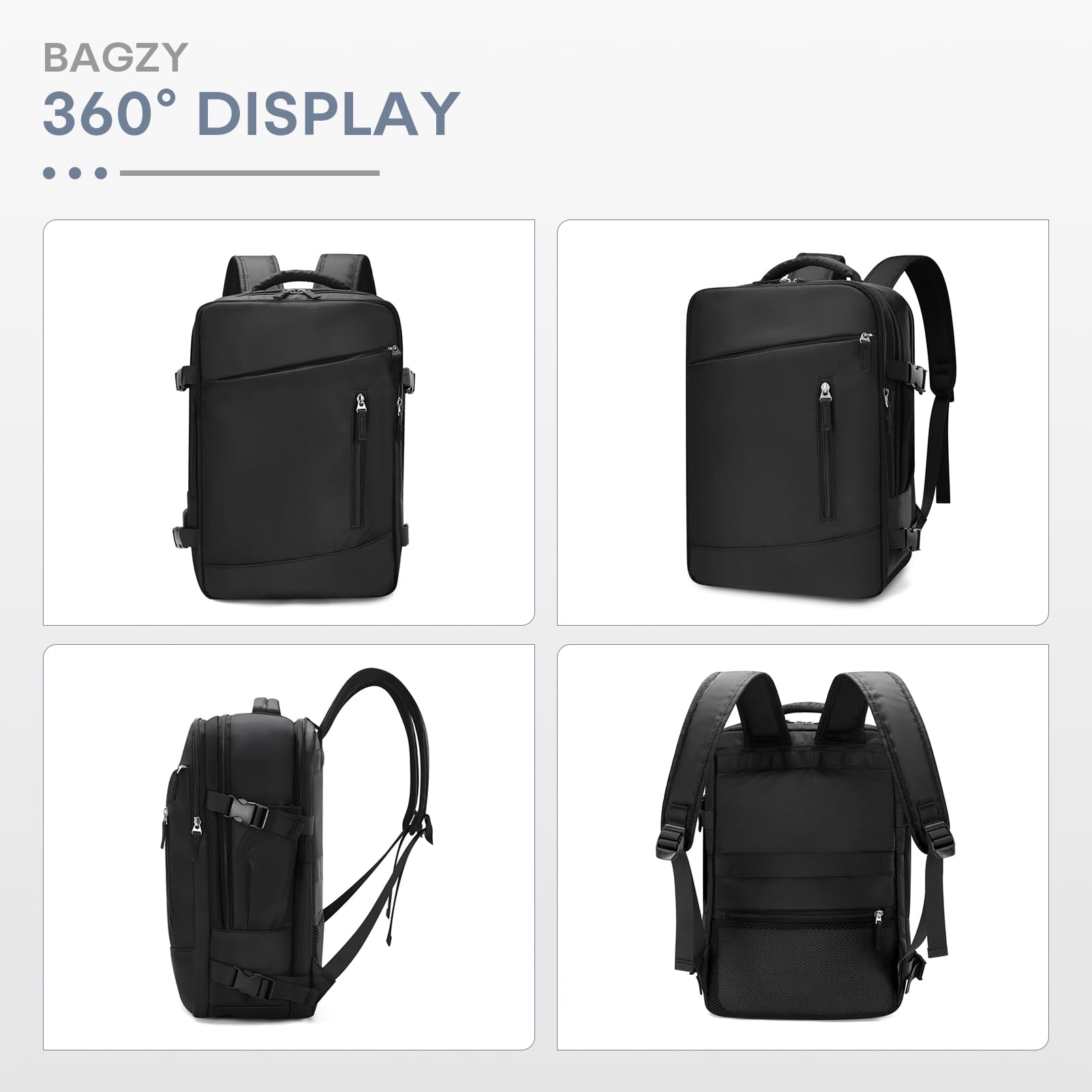 BAGZY 30x40x15cm Handgepäck für British Airways jet2 Air France 20L Reiserucksack Flugzeug 14 Zoll Laptop Rucksack mit USB Ladeanschluss Wasserdicht Carry-ons Hand Luggage für Arbeit Damen Herren