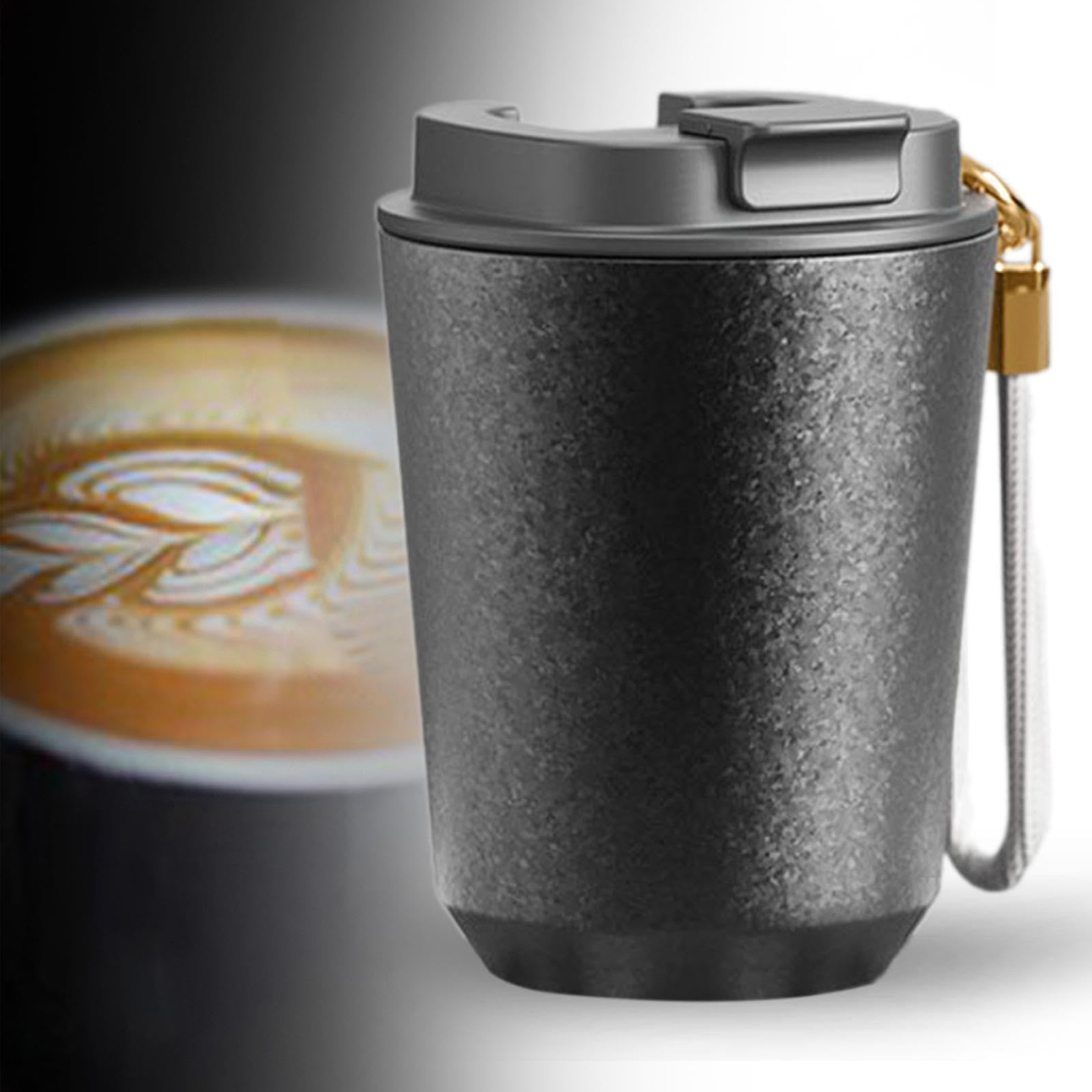 Generic Tasse Isotherme Café Mug Tumbler Gourde Réutilisable En Titane avec Lanière Solide et Couvercle Étanche Conçue pour Aventures Extérieures Maison Voyag, 380 Ml