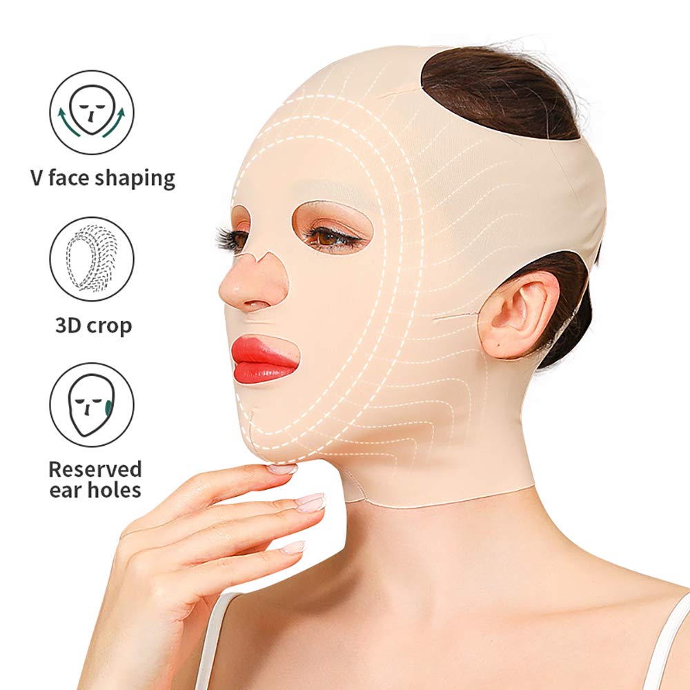 Full Face Lift Sleeping Belt, Cheek Chin Slimming Belt Strap Face Mask Slimming Bandage, Thin Facial Massage Shaper, Reusable and Breathable
