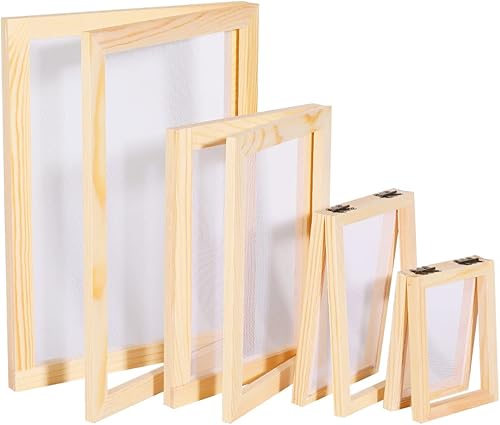 Worown Pantalla de fabricación de papel de madera 2 en 1 de 4 tamaños, molde de fabricación de papel, marco de fabricación de papel de madera para