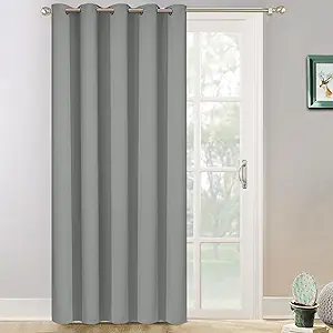 Yakamok Wide Thermal Blackout Patio Door Curtain Panel, Sliding Door Insulated Grommet Curtains, Extra Wide Curtains for Sliding Glass Door, Dove Grey, W70 x L84, 1 Panel