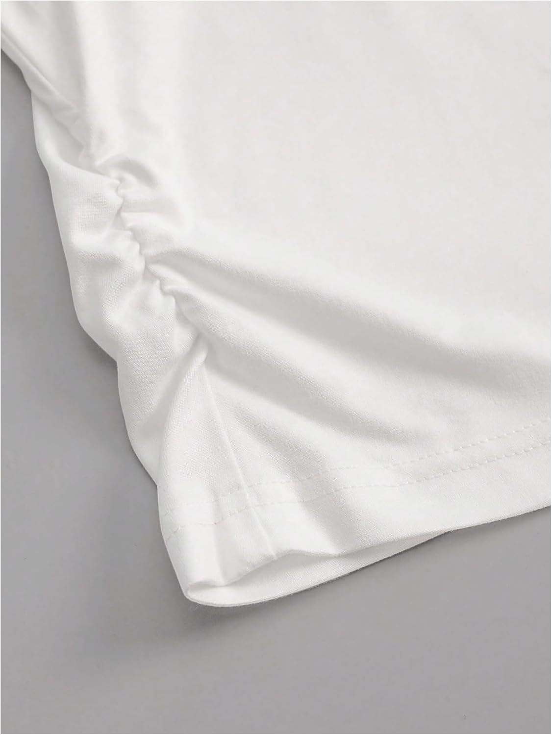 Verdusa Women's Bowknot Collared V Neck Fitted T Shirts Short Sleeve Ruched Y2k Going Out Tops - Image 5