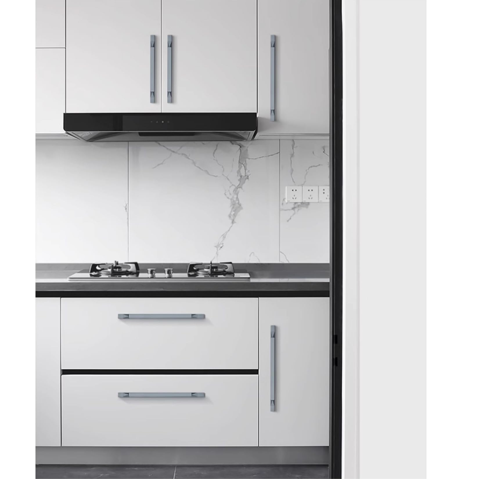 2 Pezzi Maniglie per Mobili,Maniglia per Armadio da Cucina in Lega di Aalluminio,Pomelli per Armadietti,Porta Dell'armadio,Cassetto Comò,con Viti (Grigio,lunghezza 800mm)