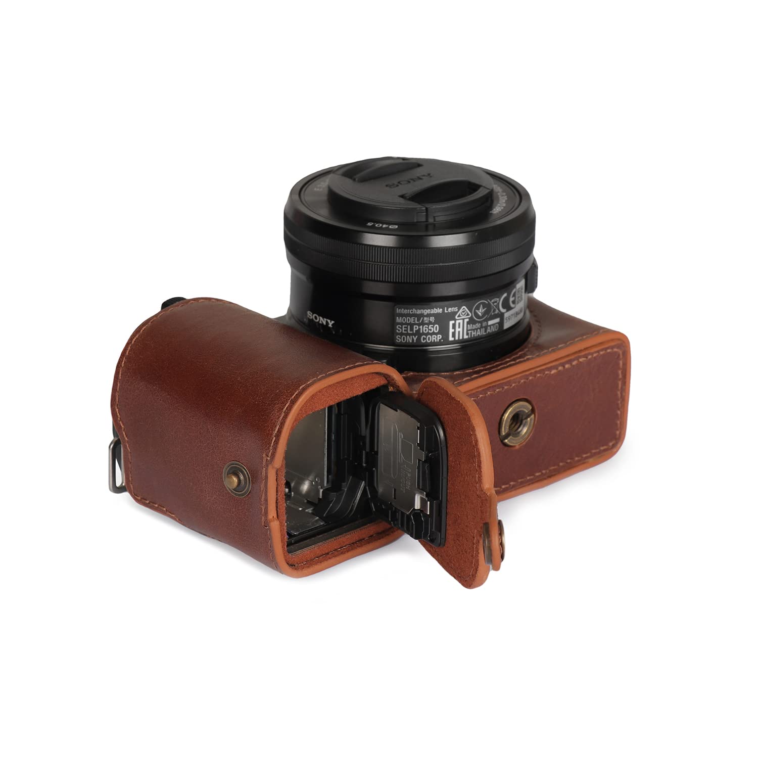 MegaGear MG2014 Ever Ready Genuine Leather Camera Half Case Compatible with Sony ZV-E10 (Brown), 13 x 5 x 6.5 cm - Image 4