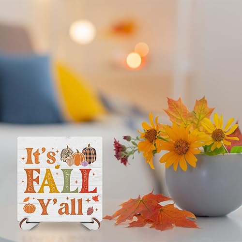 Miniatura 3 de Decoración de escritorio de calabaza de otoño, placa de madera con soporte de madera, cosecha de Acción de Gracias, rústica, granja, decoración del