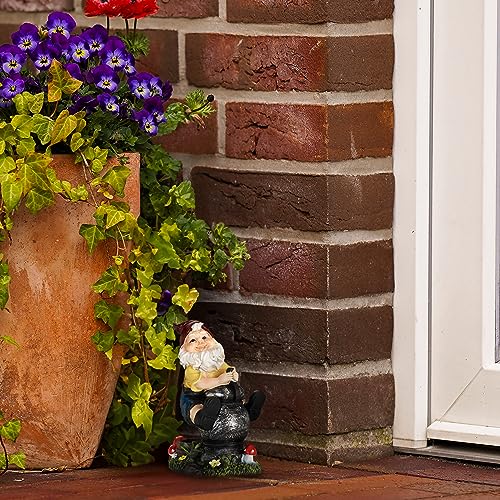 Relaxdays Gartenzwerg mit Laterne, wetterfest, frostsicher, HxBxT: 15x7,5x10,5 cm, Gartenfigur Wichtel, Kunststein, bunt – Bild 5