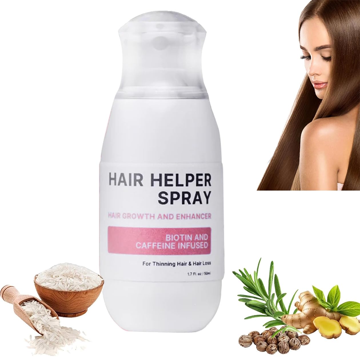Bello Hair Helper Spray for Growth and Regrowth - Rice Water Formula for Women & Men - Nutrition Spray for Thinning Hair 50 ml