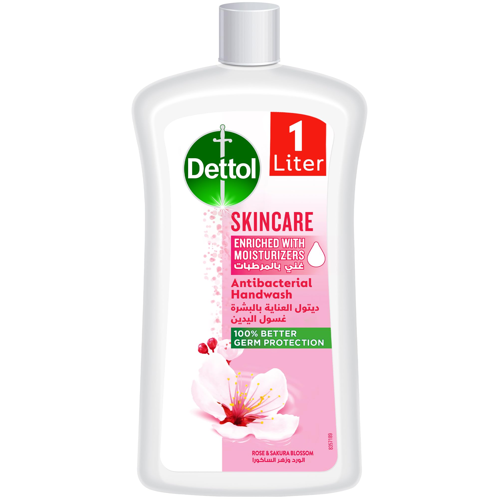 DettolSkincare Liquid Handwash Refill, Rose & Sakura Blossom Scent, 1L