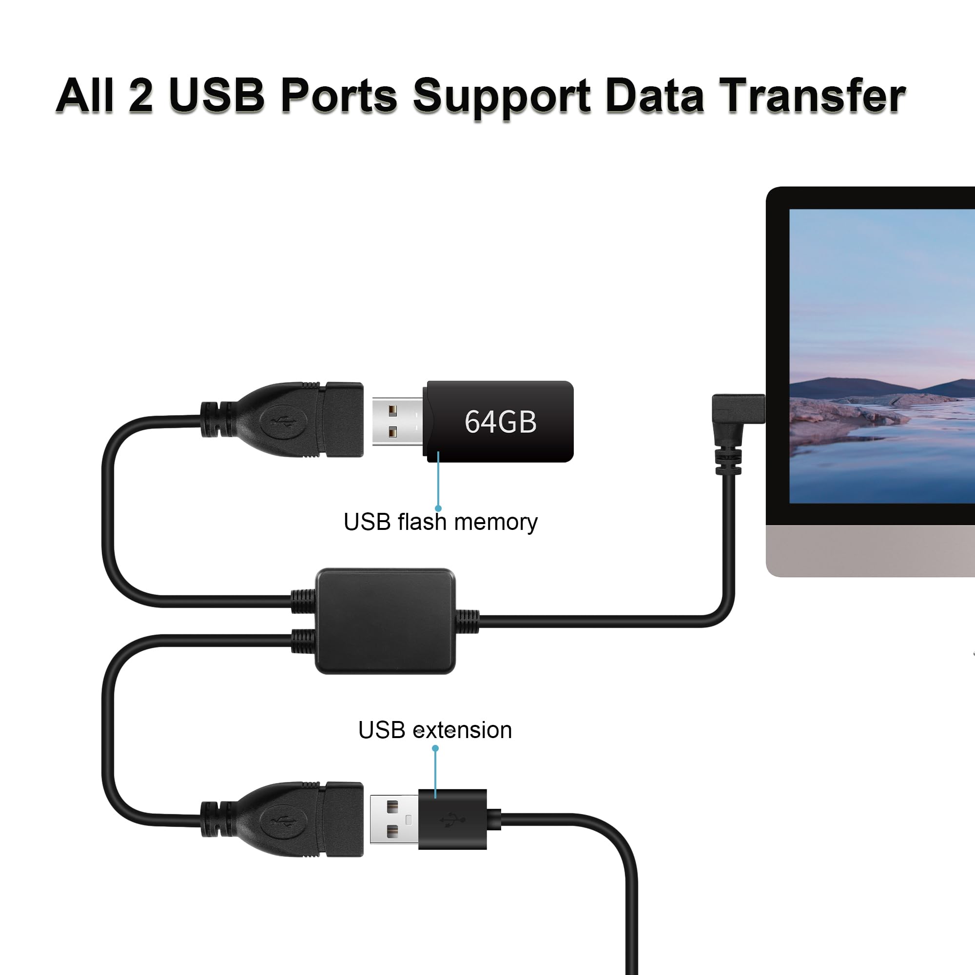 Chenyang USB 3.0 Splitter Y Cable USB 1 Female To 2 Male Extra Power Data Extension Cable For 2.5" Mobile Hard Disk - View #10
