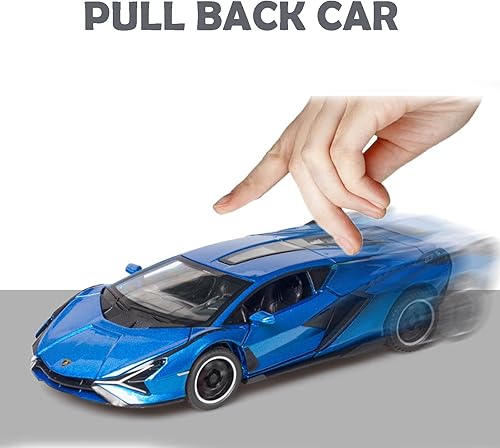 Miniatura 4 de Lambo - Auto de juguete Sian FKP3 modelo de auto fundido a presión con luces y sonido, auto de juguete para niños de 3, 4, 5, 6 años + años (azul)