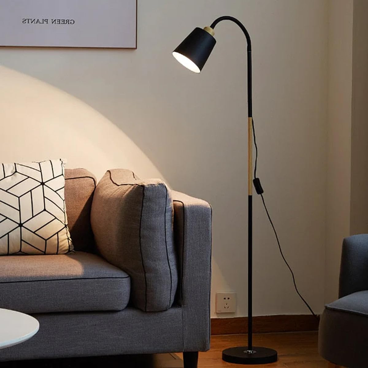 The Artment your artistic apartment Black Metal Nod Modern Minimalism LED Light Corner Floor Lamp for Home Decor, Living Room Or Offices (Height - 150Cm)