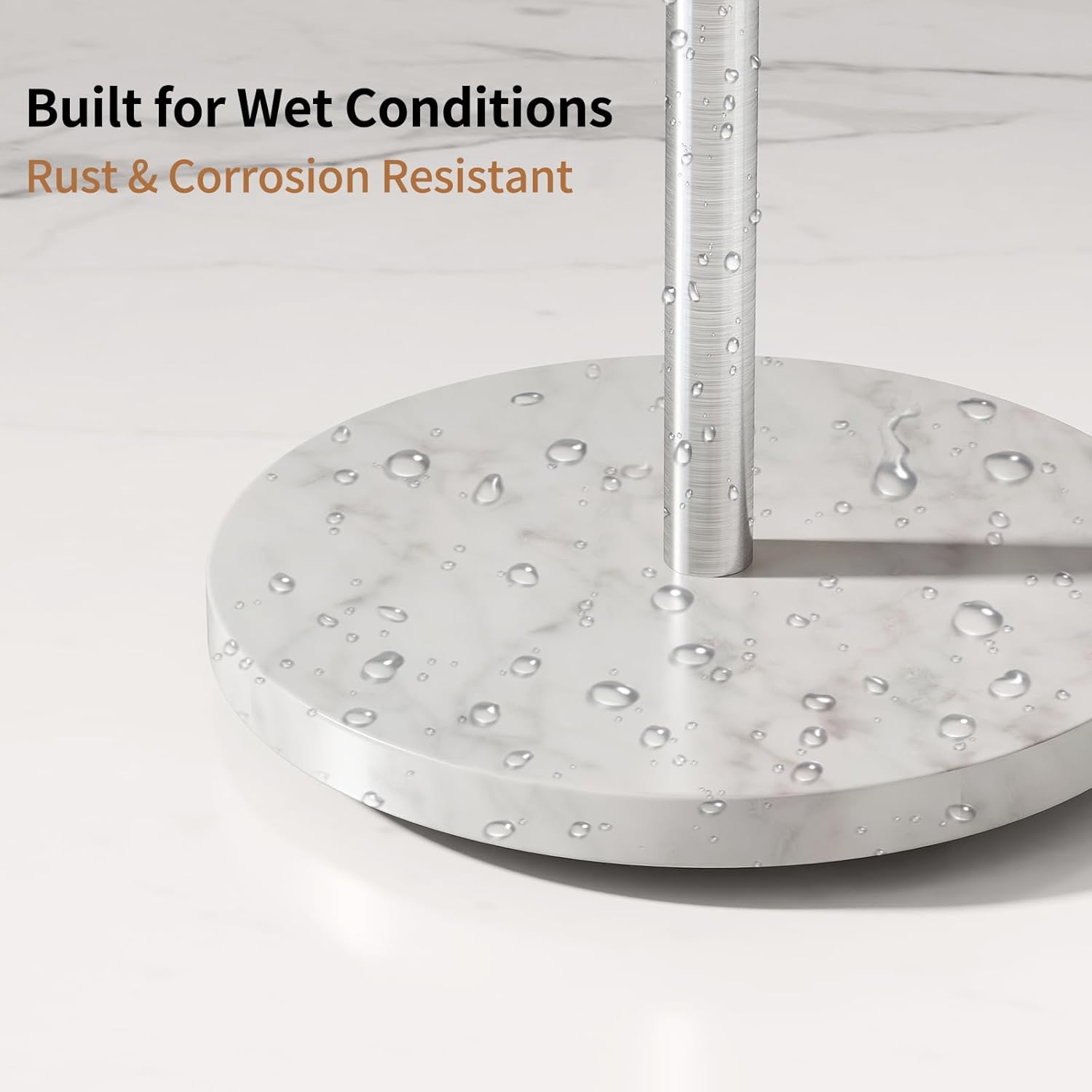 STWWO Countertop Towel Stand Free Standing with Marble Base, S-Shape Hand Towel Stand for Bathroom Stainless Steel Rust-proof, Hand Towel Holder Standing for Kitchen Vanity Countertop (Brushed Nickel)