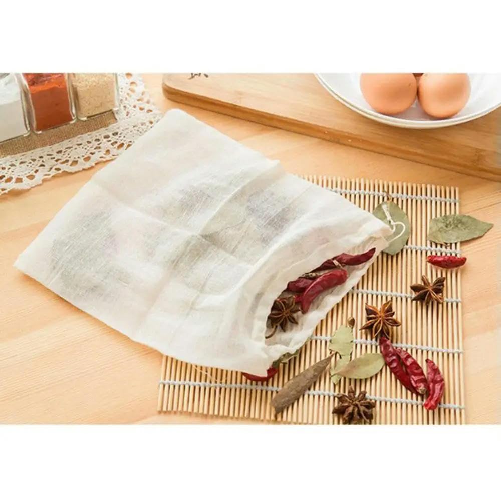 Bolsas de té vacías con cuerda, Bolsas de filtro de té reutilizables con cordón de algodón for té, hierbas y especias, paquete de 10, varios tamaños(13x18cm)