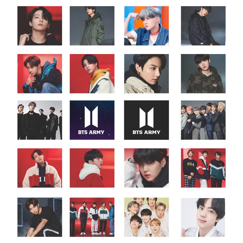Image of Clickedin -KPop BTS Photocard, 20 Pieces Korean Pop Lomo Photocard Set, HD Quality BTS All Member Photos and Logo