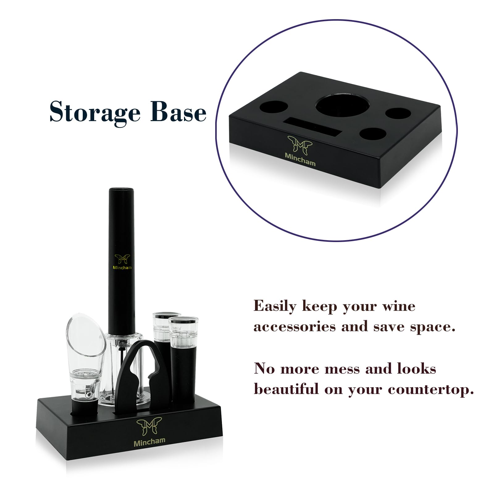 Abrebotellas de vino a presión de aire con cortador de papel de aluminio, vertedor de aireador de vino, 2 tapones de vino al vacío, base de almacenamiento (6 unidades), abridor de vino sacacorchos, el 5