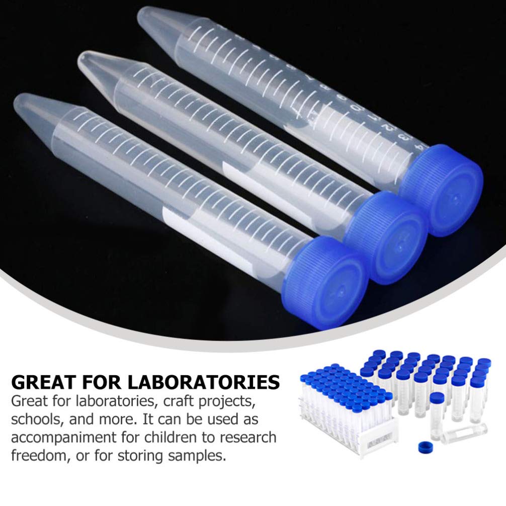 Provette vuote trasparenti con coperchio, 81 pezzi Provette for centrifuga in plastica Set di provette for centrifuga coniche da 50 ml Contenitore for test di laboratorio in plastica graduato e con se